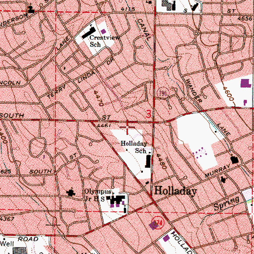 Topographic Map of Holladay Village Condominium, UT