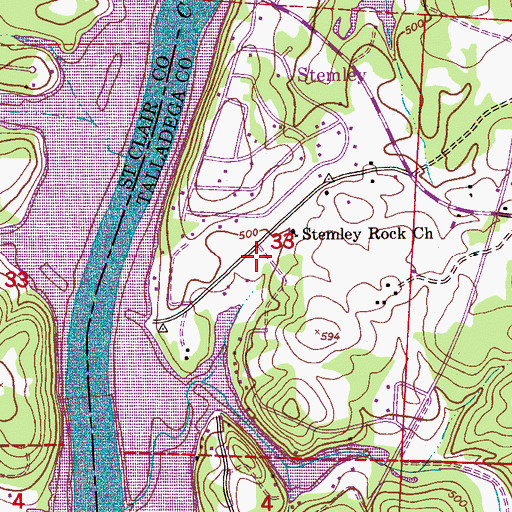 Topographic Map of Stemley Baptist Church, AL