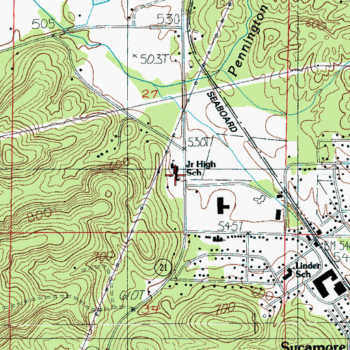 Topographic Map of Sycamore Junior High School, AL