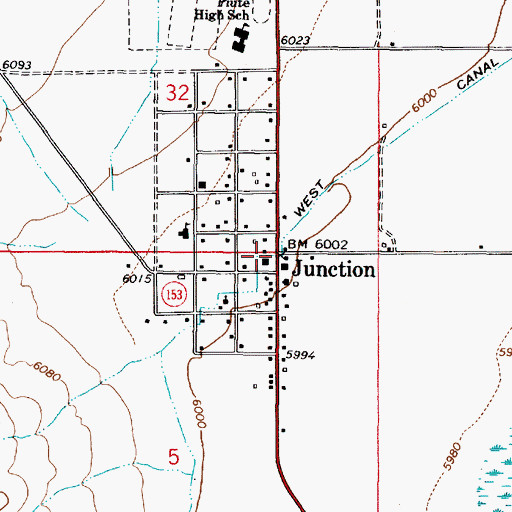 Topographic Map of Junction Hill Cemetery, UT