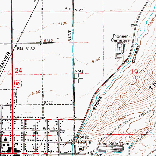 Topographic Map of Salina City Cemetery, UT