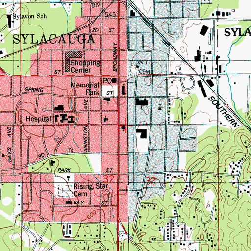 Topographic Map of Sylacauga Church of Christ, AL