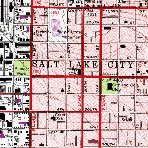 Topographic Map of Frank E Moss United States Courthouse, UT