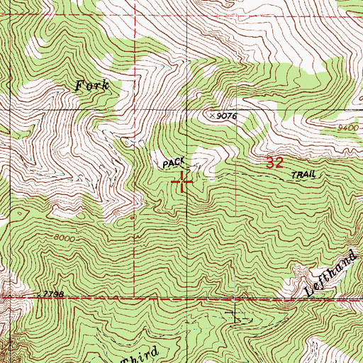 Topographic Map of Second Lefthand Fork Trail, UT