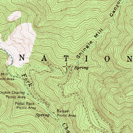 Topographic Map of Shingle Mill Spring, UT