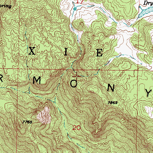 Topographic Map of Dry Lakes Trail, UT