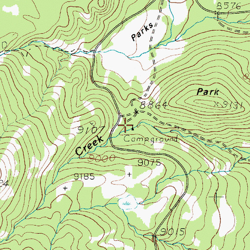 Topographic Map of Oak Creek Campground, UT
