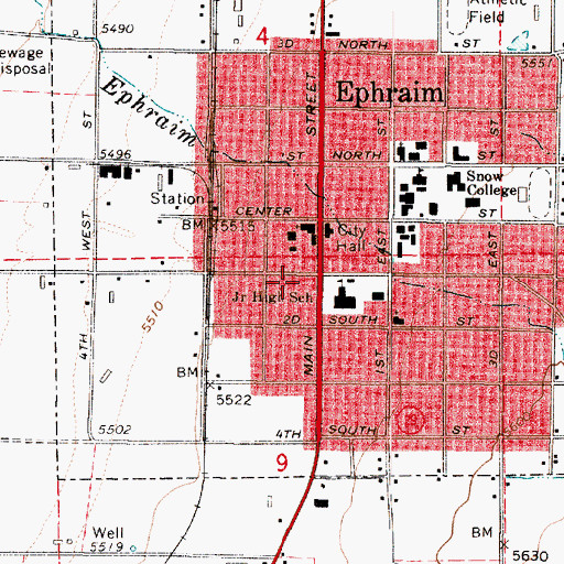 Topographic Map of Sanpete District Ranger Office, UT