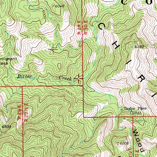 Topographic Map of Bitter Creek, AZ