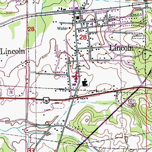 Topographic Map of Talladega County Elementary School, AL