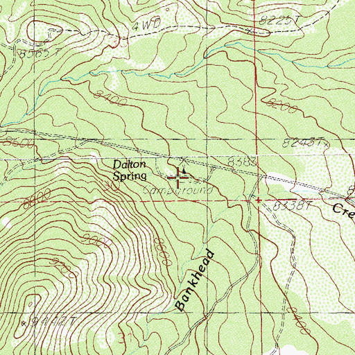 Topographic Map of Dalton Spring Campground, UT