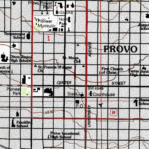 Topographic Map of Uinta Post Office, UT