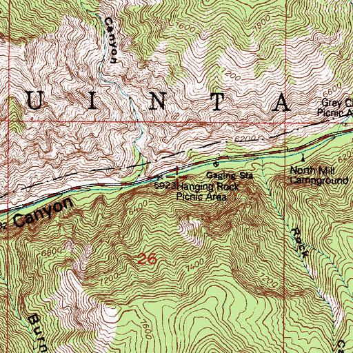 Topographic Map of Hanging Rock Picnic Ground, UT