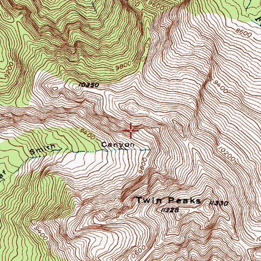 Topographic Map of Twin Peaks Wilderness, UT