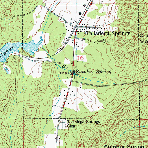 Topographic Map of Talladega Sulphur Springs, AL