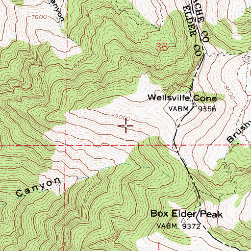 Topographic Map of Wellsville Mountain Wilderness, UT