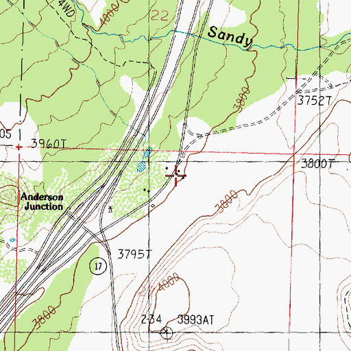 Topographic Map of Anderson Ranch, UT
