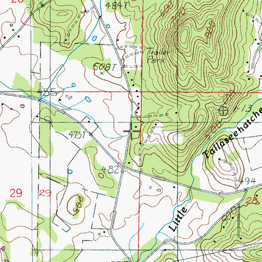 Topographic Map of Tallaseehatchee, AL