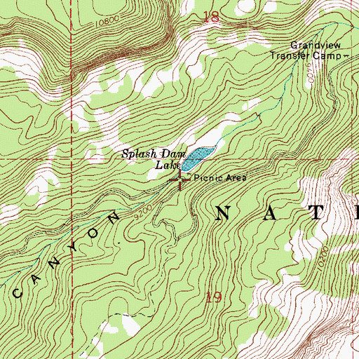 Topographic Map of Splash Dam Campground, UT