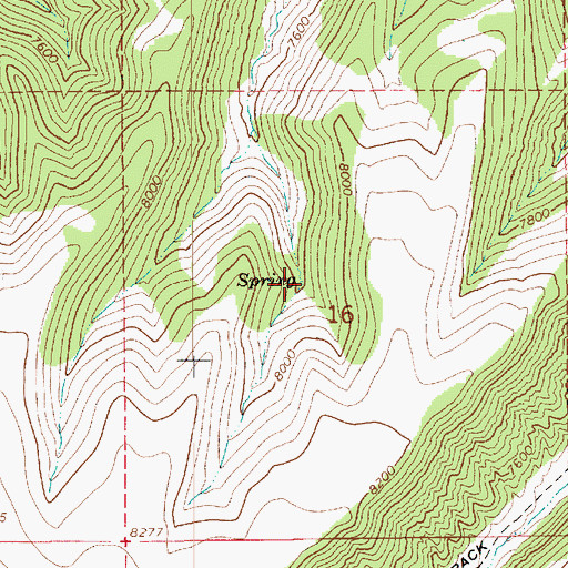 Topographic Map of Mine Hollow Spring, UT