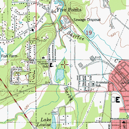 Topographic Map of Tar Water Branch, AL