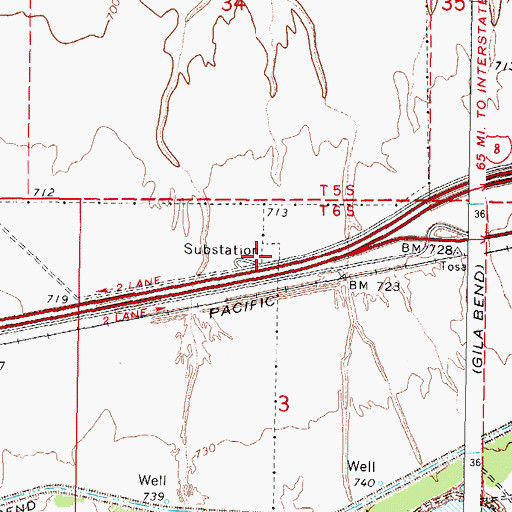 Topographic Map of Gila Bend Substation, AZ