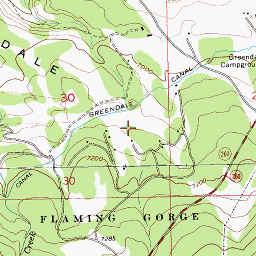 Topographic Map of Flaming Gorge Acres, UT