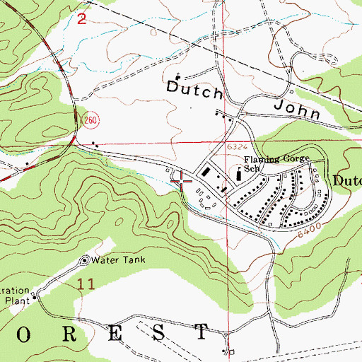 Topographic Map of Flaming Gorge Ranger Station and NRA Headquarters, UT