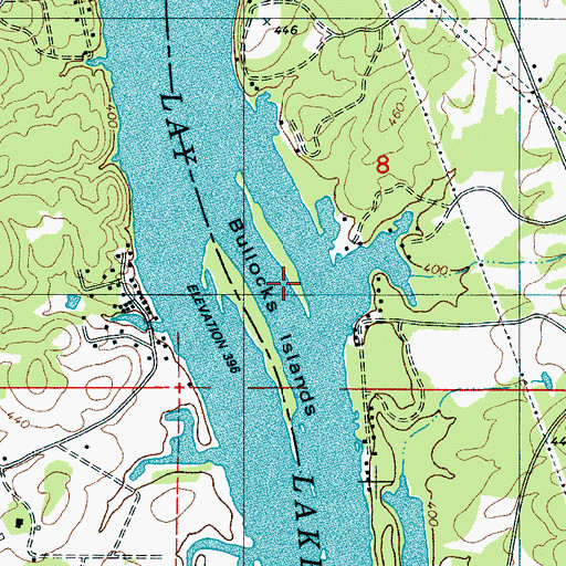 Topographic Map of Three Island Shoals (historical), AL