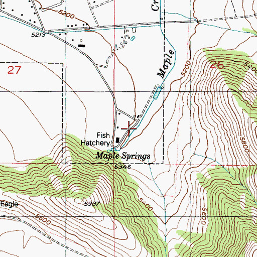 Topographic Map of Maple Creek Fish Hatchery, UT