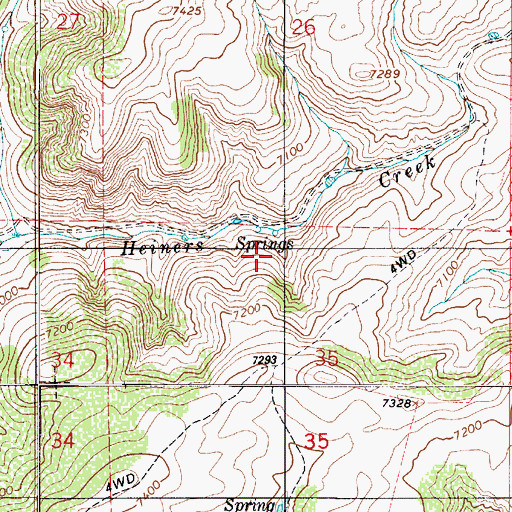 Topographic Map of Heiners Springs, UT