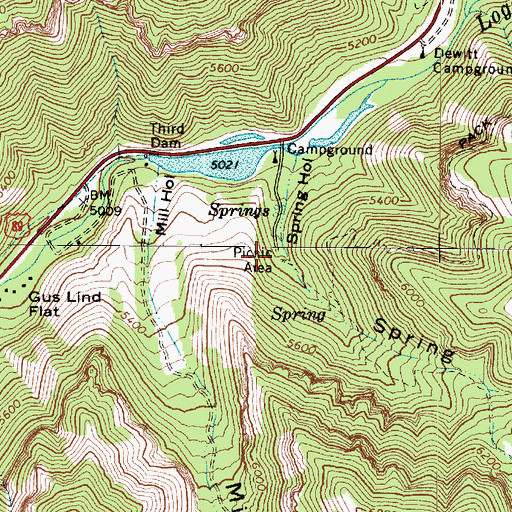 Topographic Map of Upper Spring Hollow Picnic Area, UT