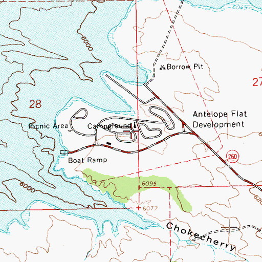 Topographic Map of Antelope Flat Campground, UT
