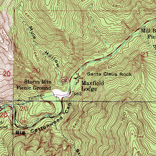 Topographic Map of Mule Hollow Inn, UT