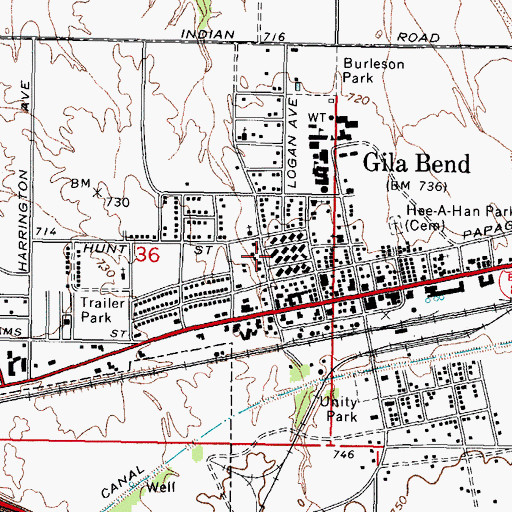 Topographic Map of Gila Bend Town Hall, AZ