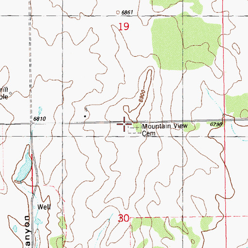 Topographic Map of Mountain View Cemetery, UT