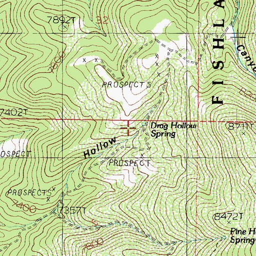 Topographic Map of Drag Hollow Spring, UT