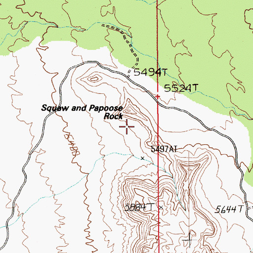 Topographic Map of Squaw and Papoose Rock, UT