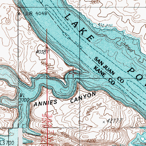 Topographic Map of Annies Canyon, UT
