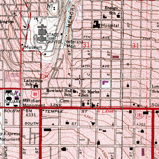 Topographic Map of B Street Mini Park, UT