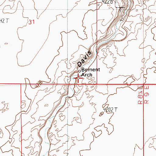 Topographic Map of Bement Arch, UT