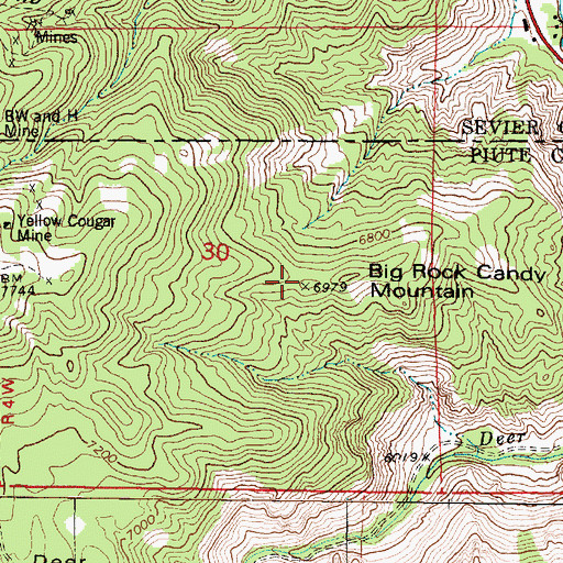 Topographic Map of Big Rock Candy Mountain, UT
