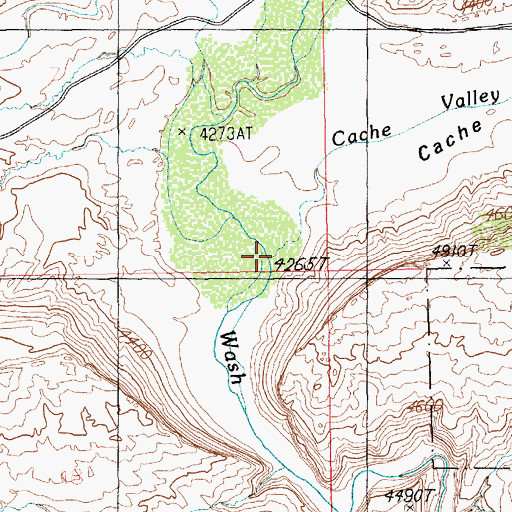 Topographic Map of Cache Valley Wash, UT