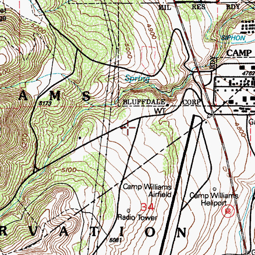 Topographic Map of Camp Williams Heliport, UT