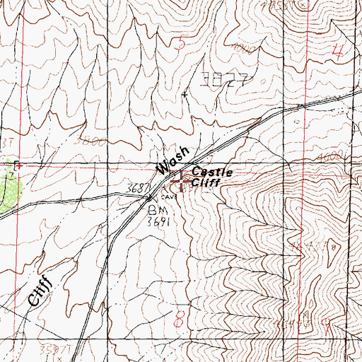 Topographic Map of Castle Cliff, UT