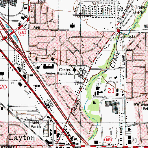 Topographic Map of Central Davis Junior High School, UT