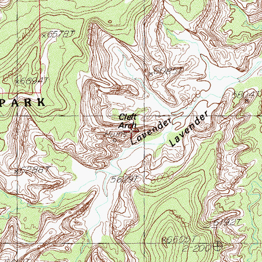 Topographic Map of Cleft Arch, UT