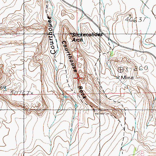 Topographic Map of Courthouse Rock, UT