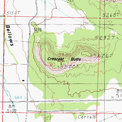 Topographic Map of Crescent Butte, UT