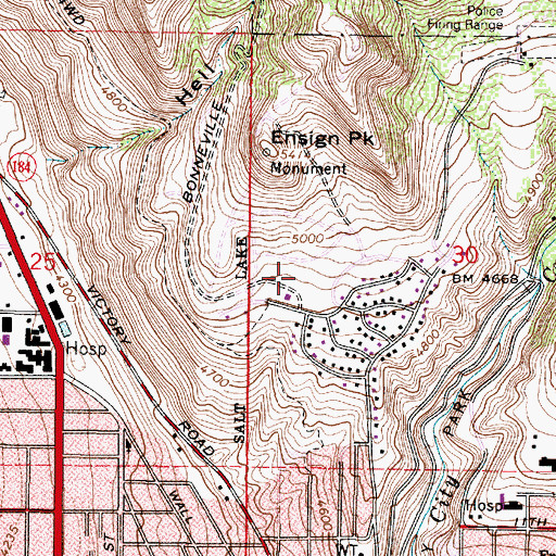 Topographic Map of Ensign Downs Park, UT